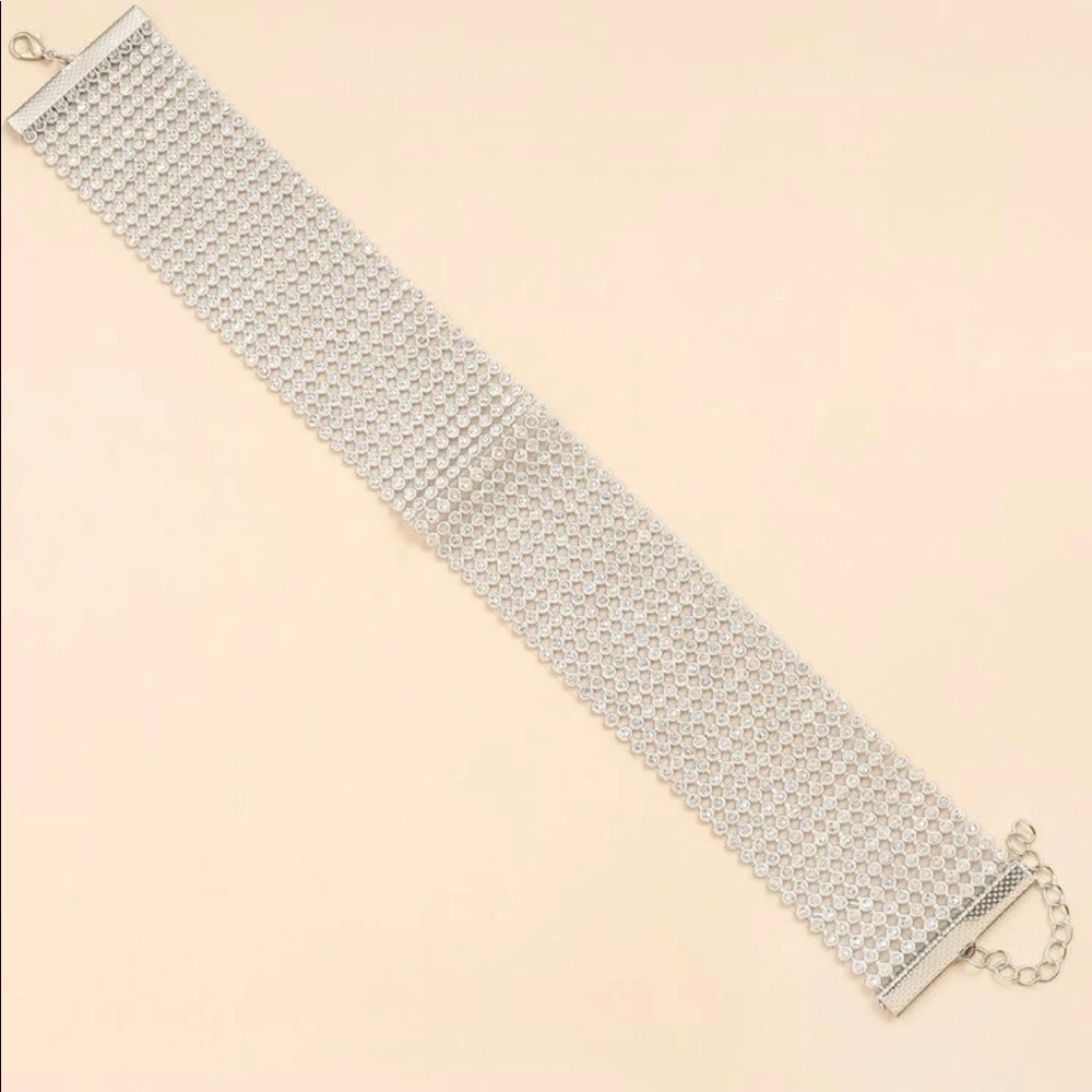 Modern Silver Rhinestone Choker - Picture 6 of 8